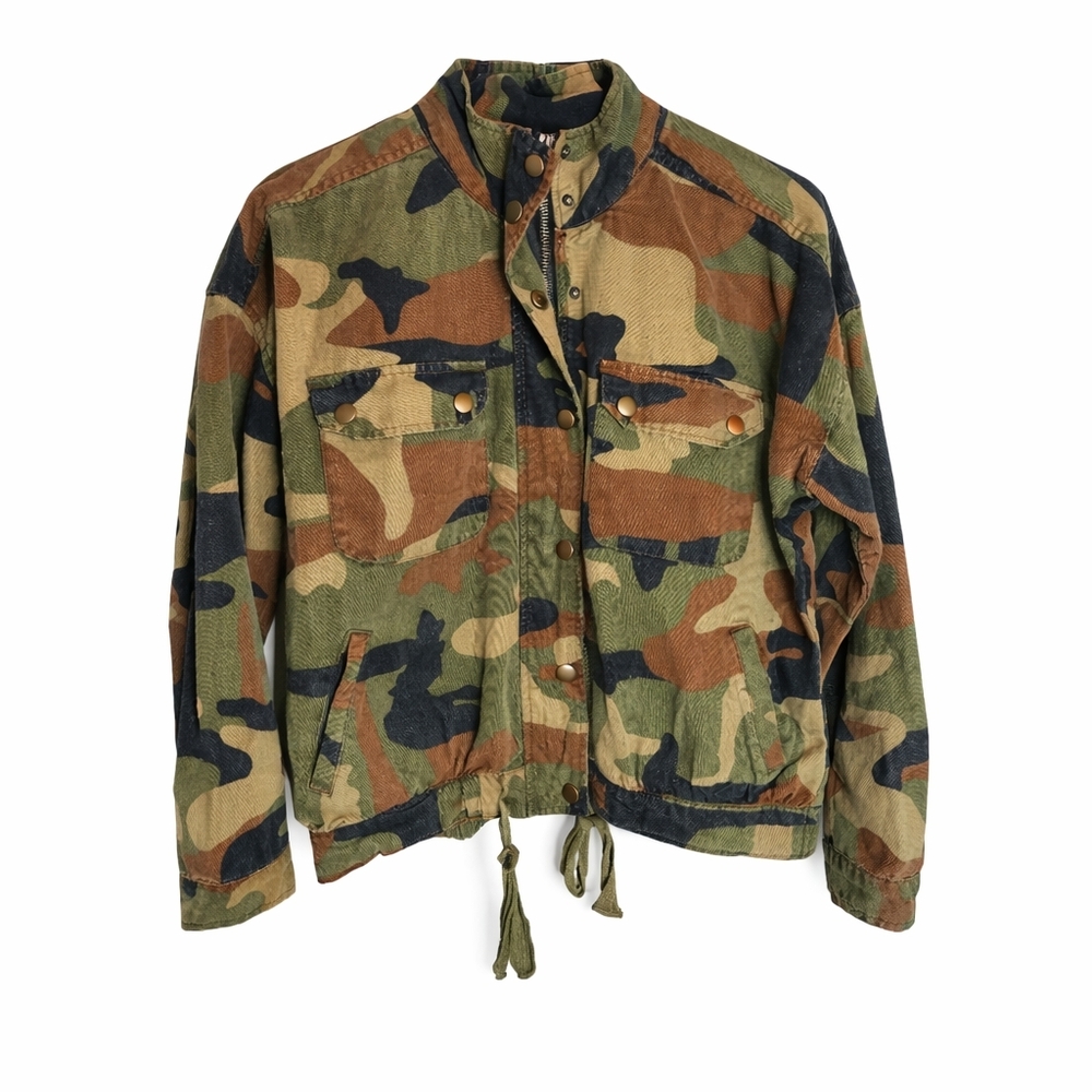 Lucky Brand Camo Utility Jacket Women’s Small Green Military Lightweight